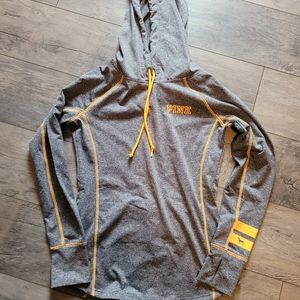 PINK Victoria's Secret Gray Hoodie with Yellow Accents